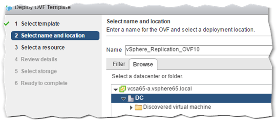 vSphere deploy OVF template