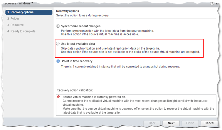 Replication recovery options