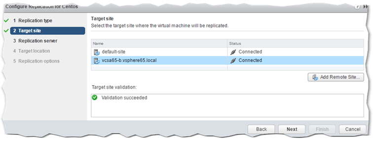 vCSA 6.5 Virtual Machine Replication