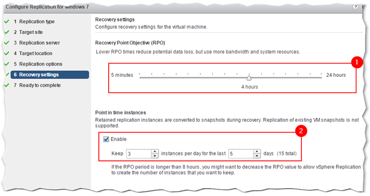 Replication recovery point objective