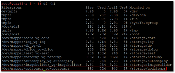 Using the DF command to display disk space utilization in BASH