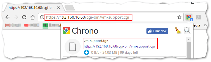 Generating and downloading an ESXi log bundle via a CGI script