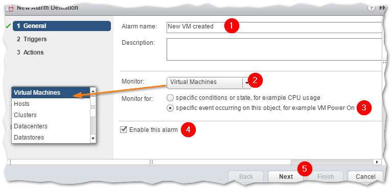 Specifying what to monitor for