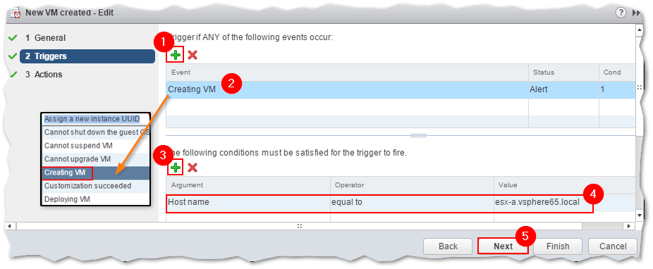 Defining triggers and conditions for the alarm