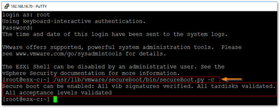 Running a script to verify if ESXi supports Secure Boot