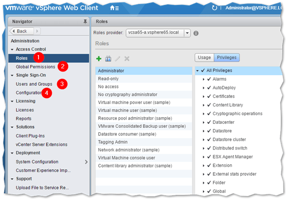 Managing vCenter users, groups and roles from vSphere Web client
