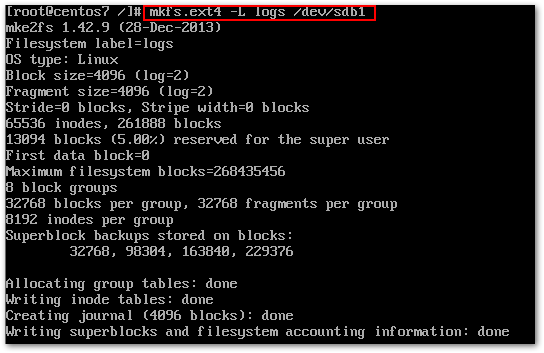 Formatting a partition in Linux