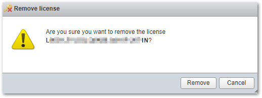 Figure 3 - Removing a license key from ESXi