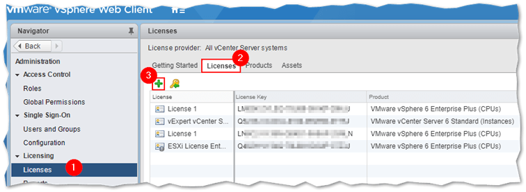 Figure 7 - Adding a license key to vCenter Server