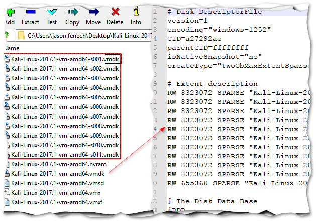 Viewing the image contents and VM's disk descriptor file