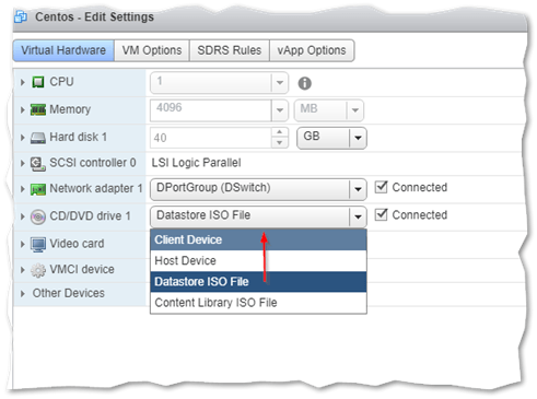 Figure 7 - Unmounting an ISO image from a VM to allow it to migrate