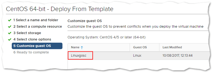 Customizing the guest OS on a template