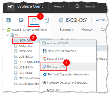 Registering a virtual machine back to inventory