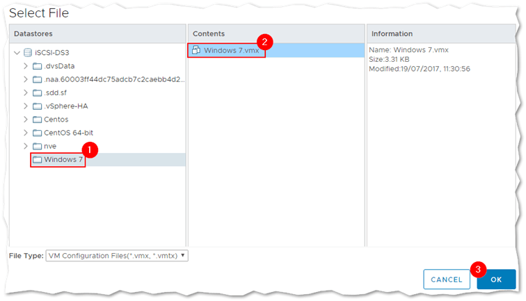 Registering a VM via its VMX file