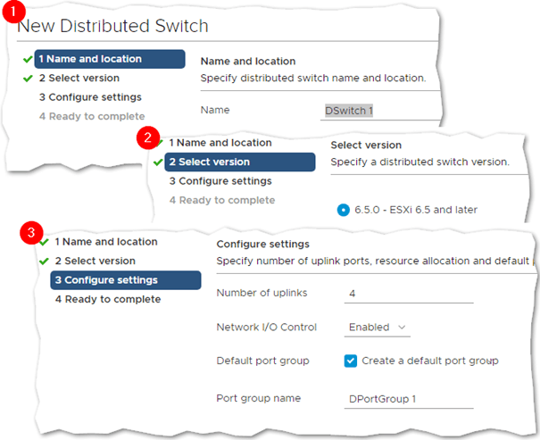 Completing the New Distributed Switch wizard