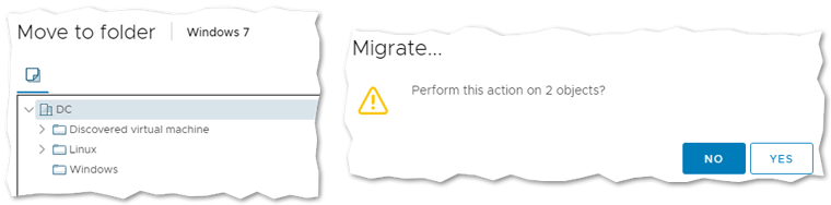 Moving a VM to a folder and migrating multiple VMs concurrently is now possible with vSphere Client 6.5 U1