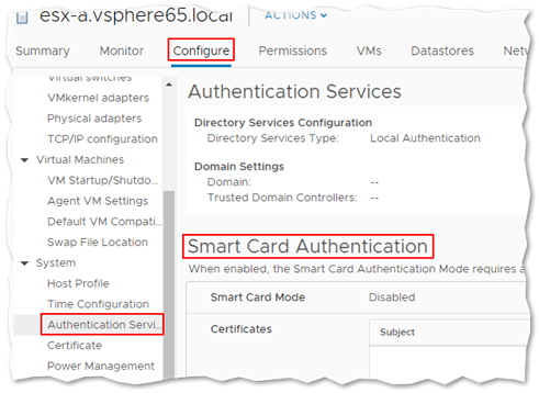 Setting up smart card authentication on ESXi as part of a 2-factor authentication scheme