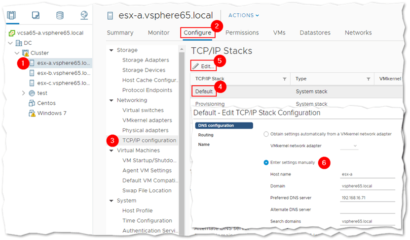 Editing the properties of designated TCP/IP stacks