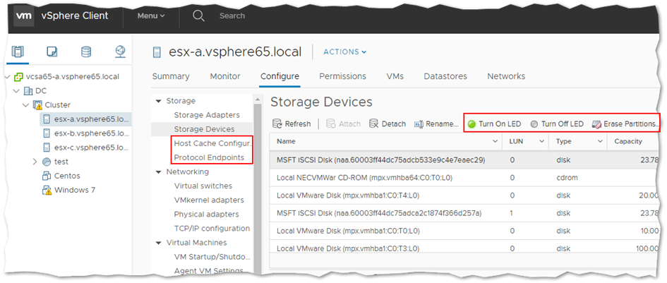 Many new storage related features have been added to vSphere client 6.5 U1