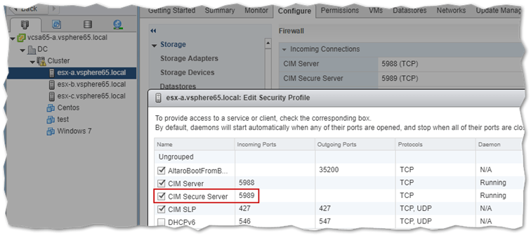 CIM must be enabled as is the respective firewall rule and network ports