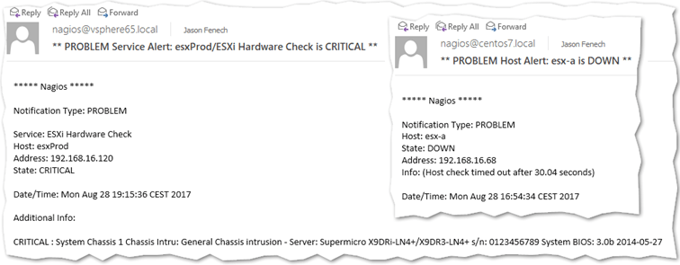 Email notifications in Outlook sent out by Nagios