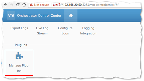 Use Manage Plug-Ins in Control Center to list, install, and add or enable vRO plug-ins