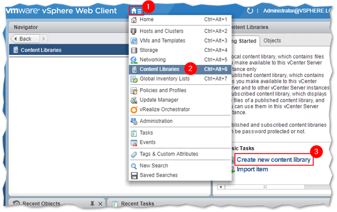 Creating a new library in vSphere 6.5