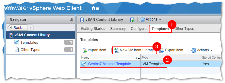 Provisioning a VM from a content library template