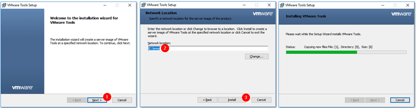 Running a VMware Tools administrative install