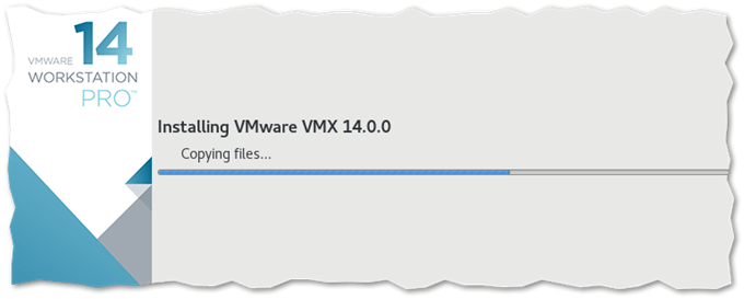 VMware Workstation 14 Pro installation in progress