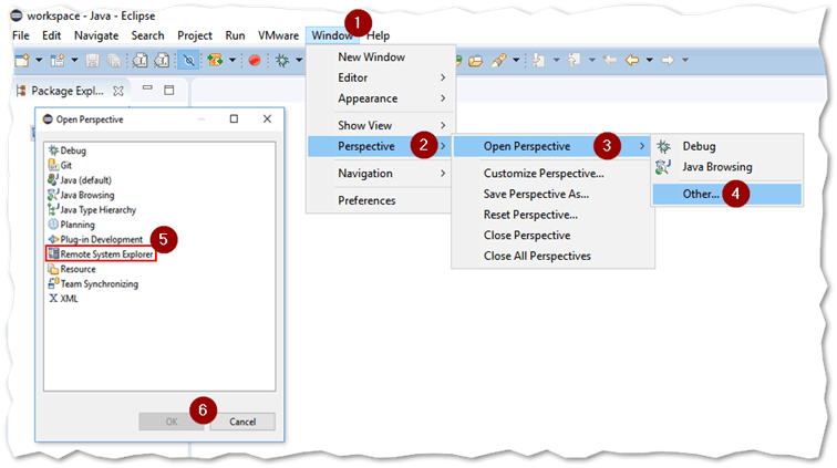 Changing perspective in Eclipse to run Workbench