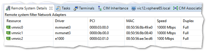 ESXi network cards details