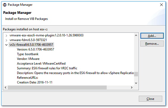 Expanding a package reveals useful VIB information