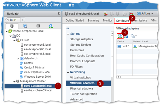 Adding a VMkernel adapter on ESXi