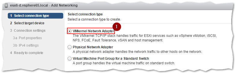 Adding a VMkernel adapter on ESXi