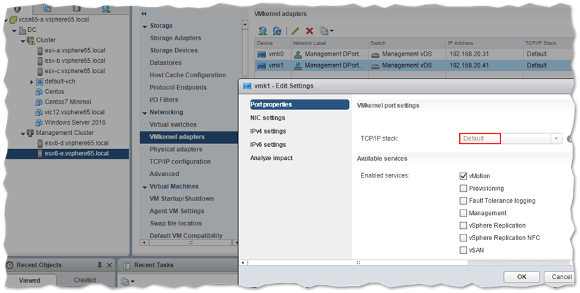 Inspecting VMkernel details in vSphere Web Client