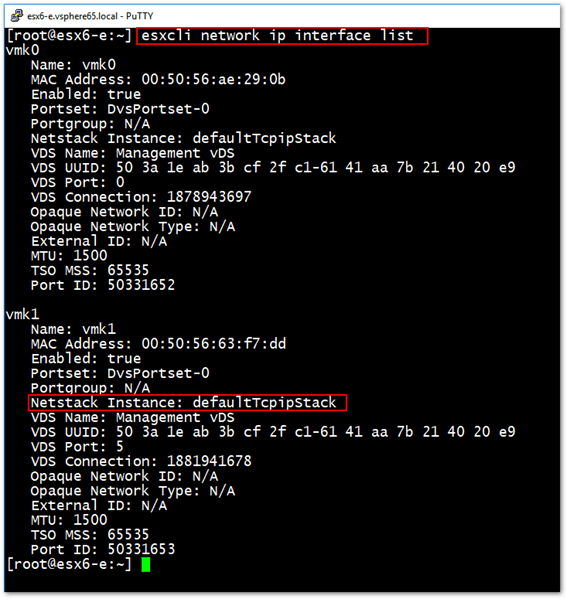 Using the esxcli for more detailed VMkernel info