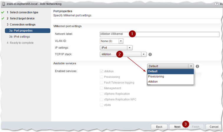 Configuring a VMkernel adapter