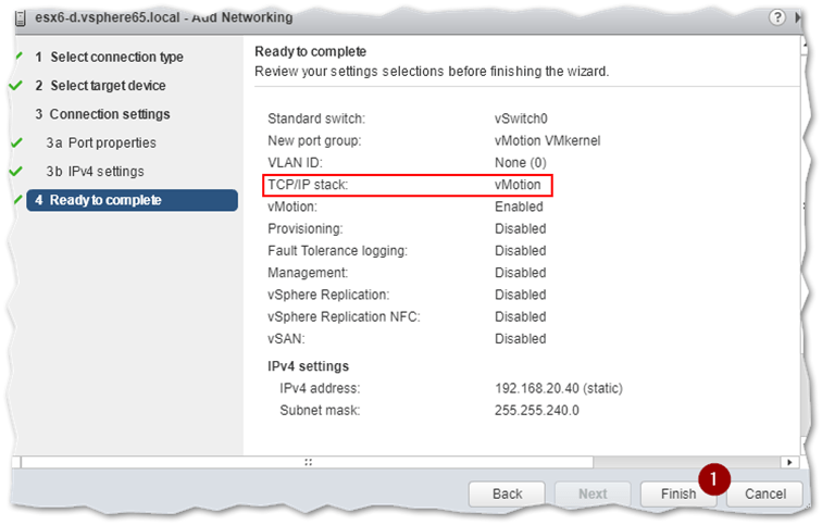 VMkernel adapter configuration summary