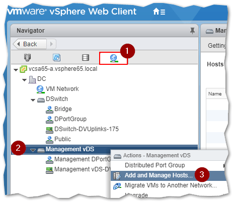 Adding ESXi hosts to a distributed switch