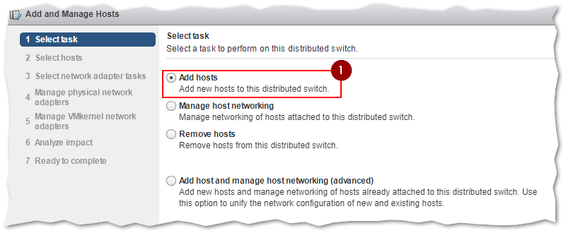 Adding ESXi hosts to a distributed switch