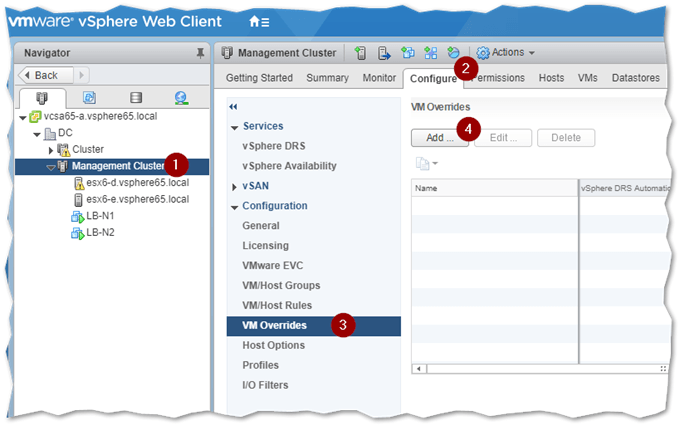 Setting up VM Overrides