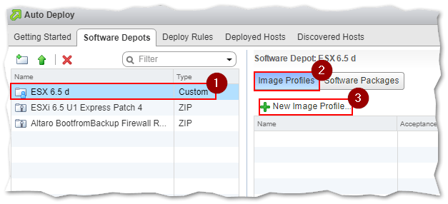 Adding an image profile to a custom depot