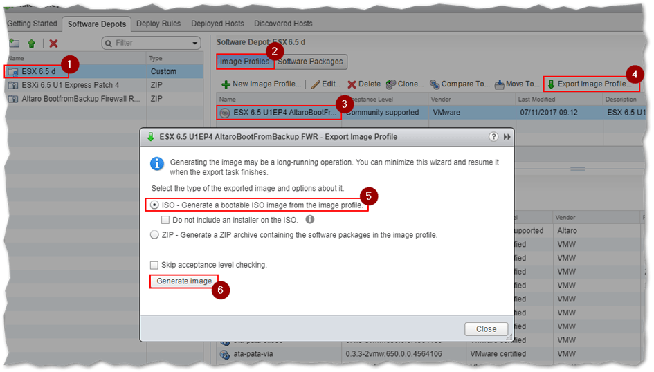 Generating a bootable ESXi ISO image from an image profile