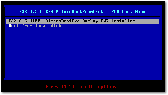 Booting ESXi using the customized image