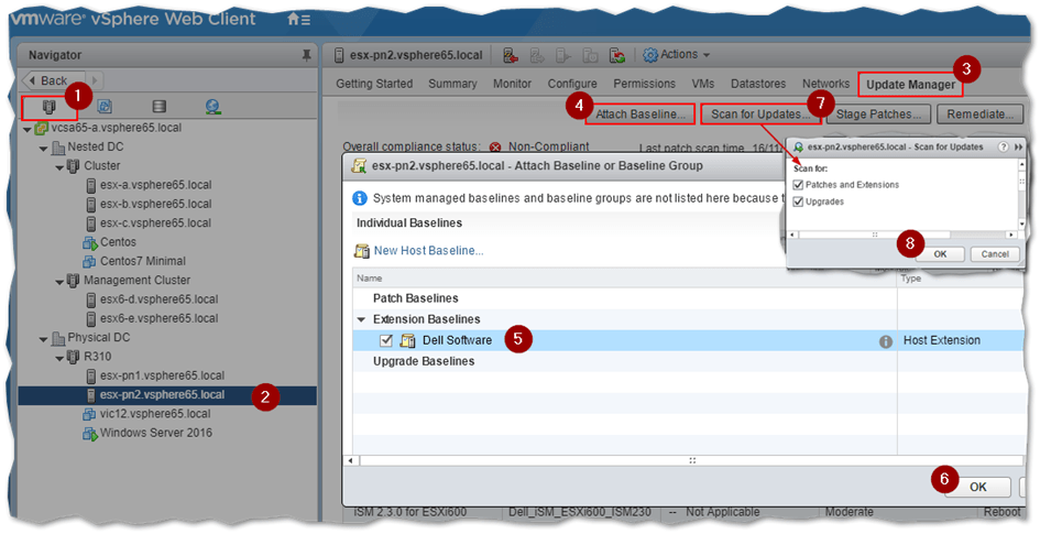 Attaching a host baseline to an ESXi host