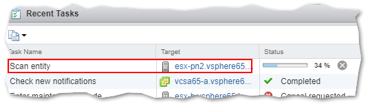 A scan entity task in progress