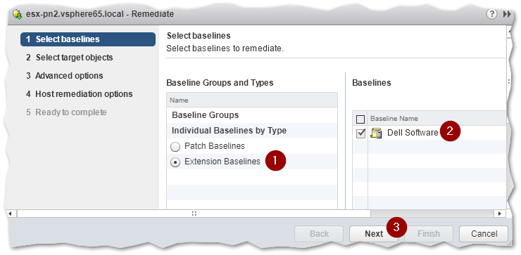 Selecting the baseline to apply for remediation