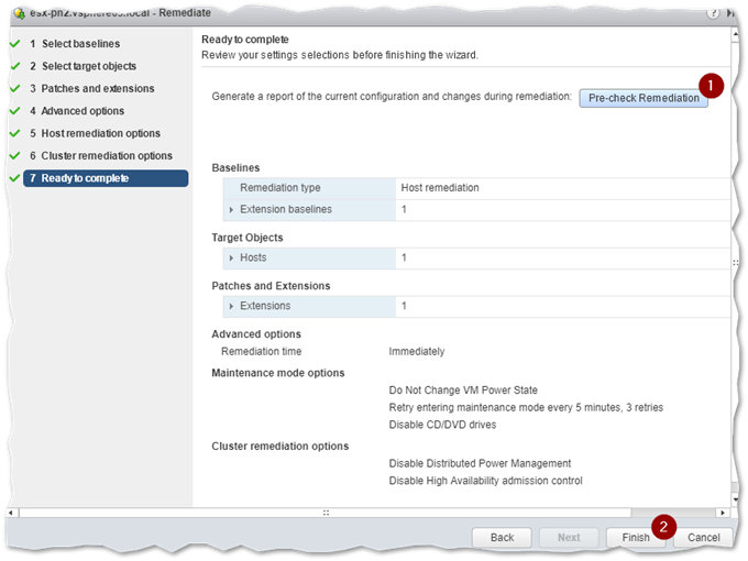 You can optionally run a pre-check remediation task before running the actual remediation task