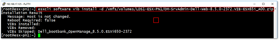 Installing OMSA from the command line using esxcli